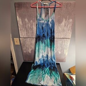 Zenana Blue and Green Tie-Dye Maxi Dress